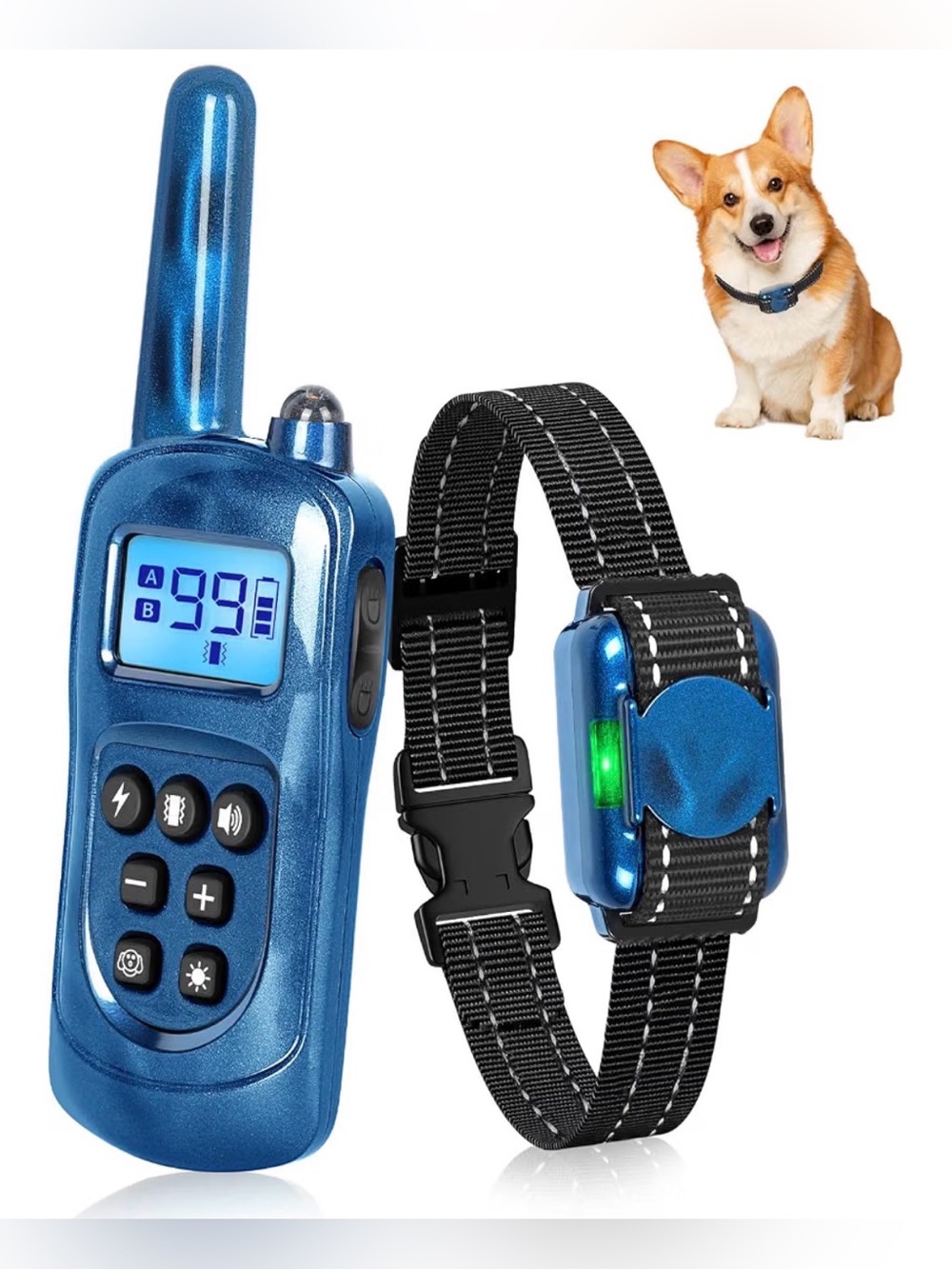Blue Remote Pet Training Collar with Adjustable Strap- dog collar /remote .